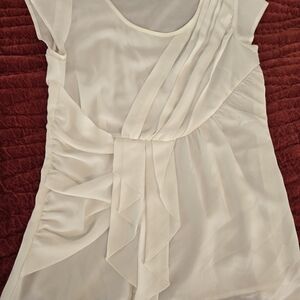 Banana Republic Cream Asymmetrical Ruched Blouse